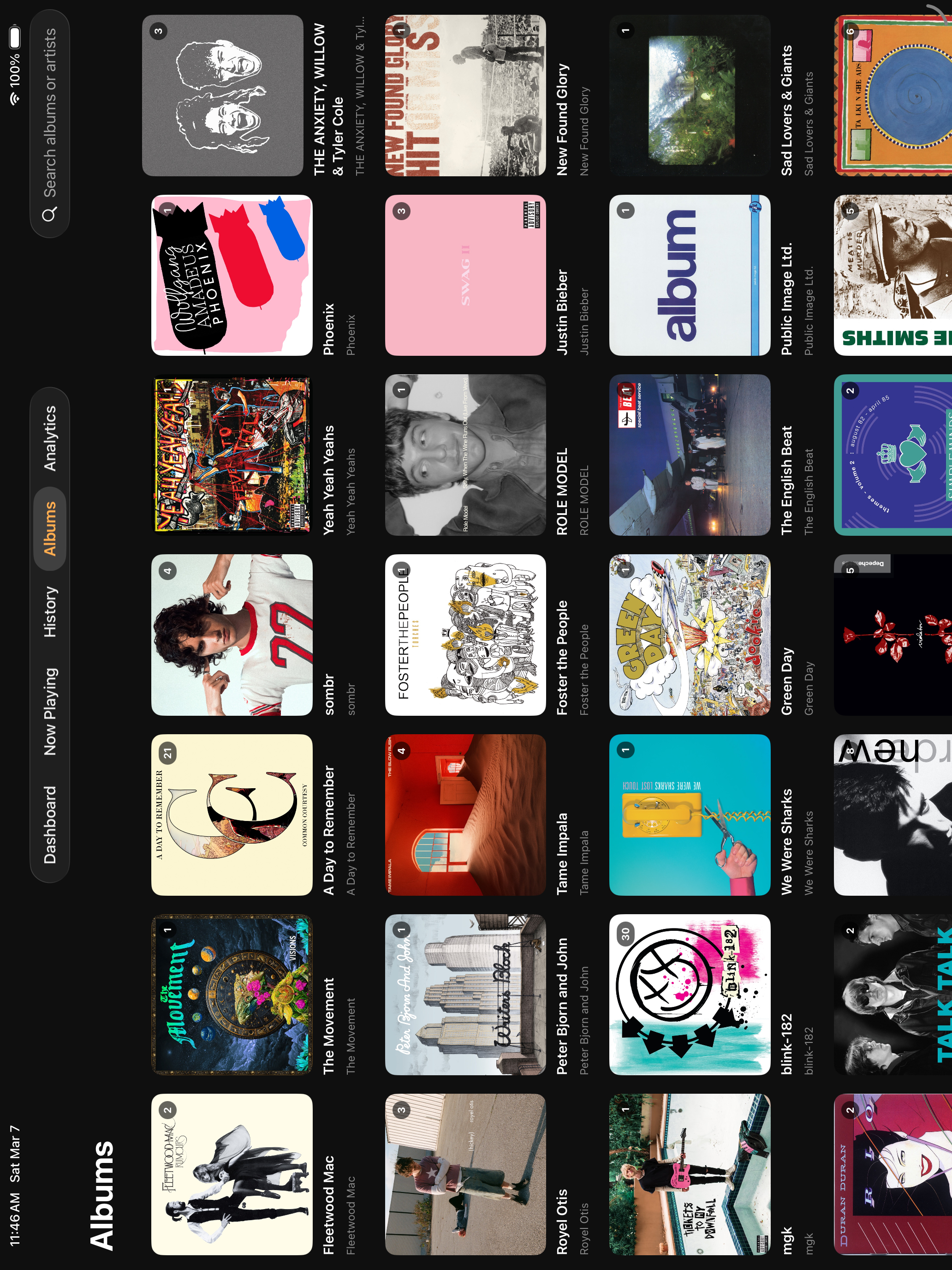 What's Spinning iPad albums screen